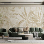Tapet Personalizat Leaf cu frunze abstracte de bambus in nuante de bej - DOT ABSTRACT LEAVES