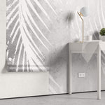 Tapet Personalizat Leaf cu frunde de palmier albe pe un fundal gri watercolor - GREY WHITE PALM