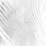Tapet Personalizat Leaf cu frunde de palmier albe pe un fundal gri watercolor - GREY WHITE PALM