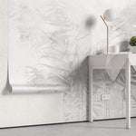 Tapet Personalizat Leaf cu plante tropicale in nuante de gri - CALM ABSTRACT BAMBOO