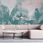 Tapet Personalizat Leaf cu plante verzi tropicale pe un fundal texturat - GRAFFITI PALM