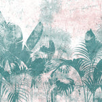 Tapet Personalizat Leaf cu plante verzi tropicale pe un fundal texturat - GRAFFITI PALM