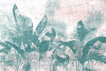 Tapet Personalizat Leaf cu plante verzi tropicale pe un fundal texturat - GRAFFITI PALM