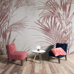 Tapet Personalizat Leaf cu frunde abstracte de palmier in nuante rosiatice - BOHO PINK PALM
