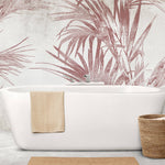 Tapet Personalizat Leaf cu frunde abstracte de palmier in nuante rosiatice - BOHO PINK PALM