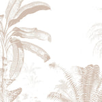 Tapet Personalizat Leaf cu plante tropicale bej pe un fundal alb - TROPICAL BEIGE ABSTRACT