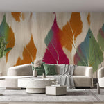 Tapet Personalizat Leaf cu frunze colorate si texturate - LINEN BOHO LEAVES