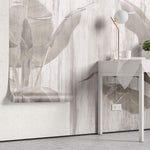 Tapet Personalizat Leaf cu bananieri intr-un fundal gri texturat - PINKY BANANA TREES