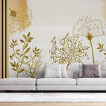 Tapet Personalizat Leaf cu copaci si plante aurii - GOLDEN ROOTS