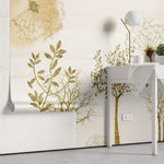 Tapet Personalizat Leaf cu copaci si plante aurii - GOLDEN ROOTS