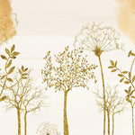 Tapet Personalizat Leaf cu copaci si plante aurii - GOLDEN ROOTS