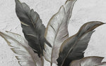 Tapet Personalizat Leaf cu pene gri si negre pe un fundal texturat stucco - ELEGANT STUCCO FEATHERS