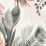 Tapet Personalizat Leaf cu frunze in culori pastel pe un fundal texturat - SERENITY PINK