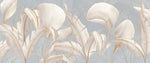 Tapet Personalizat Leaf cu frunze albe cu insertii aurii pe un fundal gri-albastrui - REFINED LEAVES