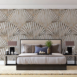 Tapet Personalizat Leaf cu frunze evantai cu textura abstracta - LIQUID SHELL LEAF