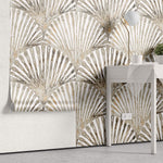 Tapet Personalizat Leaf cu frunze evantai cu textura abstracta - LIQUID SHELL LEAF