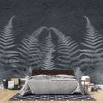 Tapet Personalizat Leaf cu frunze de feriga pe un fundal de stucco - STUCCO FERN