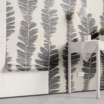 Tapet Personalizat Leaf cu model abstract de frunze gri - FERN STRINGS