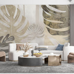 Tapet Personalizat Leaf cu frunze de monstera in nuante aurii - MIXED TEXTURE MONSTERA