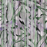 Tapet Personalizat Leaf cu frunze verzi si fundal mov cu model abstract - LILAC DRAPES