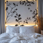 Tapet Personalizat Leaf cu frunze de stejar in alb negru - OAK MINIMALIST LEAVES