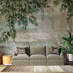 Tapet Personalizat Leaf cu frunze verzi pe un fundal texturat - BACK GARDEN