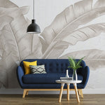 Tapet Personalizat Leaf cu frunze bej de bananier pe un fundal de plaster - DOTS BANANA LEAVES