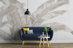 Tapet Personalizat Leaf cu frunze bej de bananier pe un fundal de plaster - DOTS BANANA LEAVES