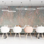 Tapet Personalizat Leaf cu frunze multicolore de palmier in nuante de roz si verde - PINKY BLUE TALES