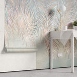 Tapet Personalizat Leaf cu frunze multicolore de palmier in nuante de roz si verde - PINKY BLUE TALES