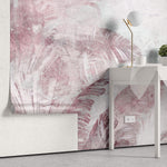 Tapet Personalizat Leaf cu frunze tropicale in nuante de roz si mov pe un fundal texturat - PURPLE LEAF WALL