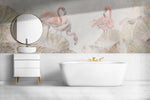 Tapet Personalizat Leaf cu frunze de lotus si flamingo roz - FLAMINGO LOTUS