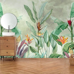 Tapet personalizat tropical cu jungla tropicala in nuante de verde cu plante tropicale tropical dream