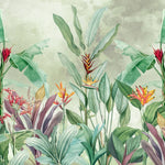 Tapet personalizat tropical cu jungla tropicala in nuante de verde cu plante tropicale tropical dream