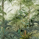 Tapet personalizat tropical cu straturi texturate in nuante vii de verde oferind o senzatie de profunzime si naturalete tropical texture light