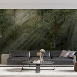 Tapet personalizat tropical cu straturi texturate in nuante vii de verde inchis oferind o senzatie de profunzime si mister tropical texture dark