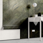 Tapet personalizat tropical cu straturi texturate in nuante vii de verde inchis oferind o senzatie de profunzime si mister tropical texture dark