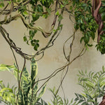 Tapet personalizat tropical cu asamblu de plante tropicale verzi si liane creand un un spatiu plin de prospetime si culoare green vine