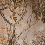 Tapet personalizat tropical cu umbre monocrome maronii de plante tropicale si liane creand un joc subtil de lumina si intuneric sepia vine shadows