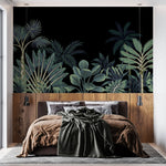 Tapet personalizat Tropical cu peisaj tropical pe un fundal negru - BLACK JUNGLE