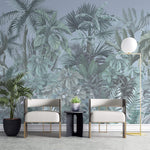 Tapet personalizat Tropical cu plante tropicale intr-un fundal albastru - BLUE TINTED JUNGLE