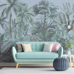 Tapet personalizat Tropical cu plante tropicale intr-un fundal albastru - BLUE TINTED JUNGLE