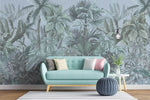 Tapet personalizat Tropical cu plante tropicale intr-un fundal albastru - BLUE TINTED JUNGLE