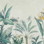 Tapet personalizat Tropical cu plante tropicale in nuante de verde si fundal bej - PARADISE TROPIC SKETCH