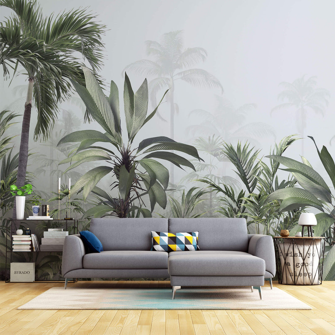 Tapet personalizat Tropical cu jungla tropicala in ceata - FOGGY TROPICAL JUNGLE