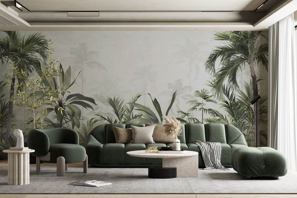 Tapet personalizat Tropical cu jungla tropicala in ceata - FOGGY TROPICAL JUNGLE