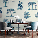 Tapet personalizat Tropical cu elemente tropicale in nuante de albastru - SUMMER VACATION