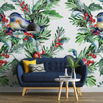 Tapet personalizat Tropical cu pasari si fructe - BIRDS AND BERRIES