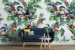 Tapet personalizat Tropical cu pasari si fructe - BIRDS AND BERRIES