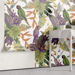 Tapet personalizat Tropical cu papagali si flori exotice - FRENZY PARROTS